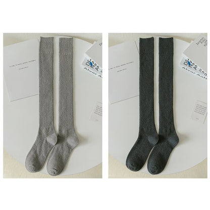 Plain Ribbed Tall Socks / Set SpreePicky