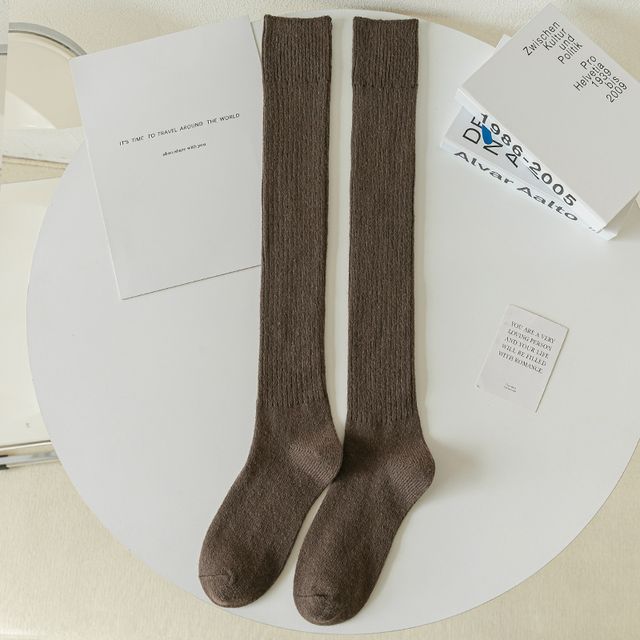 Plain Ribbed Tall Socks / Set SpreePicky