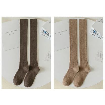 Plain Ribbed Tall Socks / Set SpreePicky