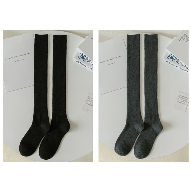 Plain Ribbed Tall Socks / Set SpreePicky