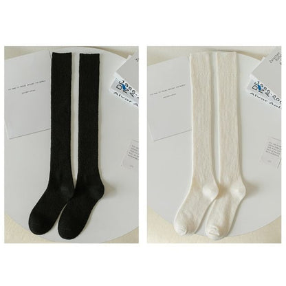 Plain Ribbed Tall Socks / Set SpreePicky