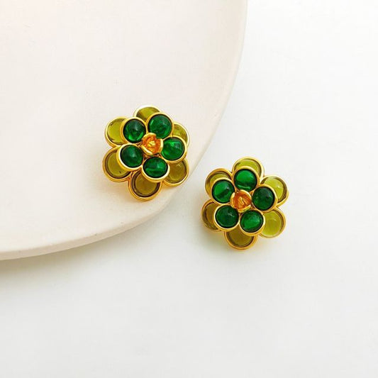 Flower Faux Gemstone Alloy Earring SpreePicky