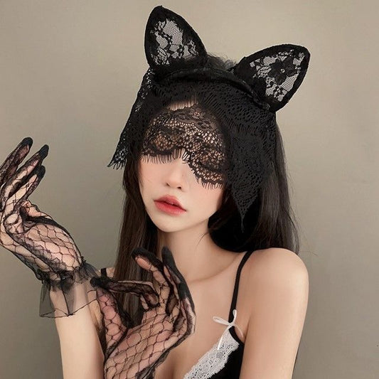 Cat Ear Lace Headband with Veil / Gloves / Set SpreePicky