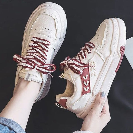 Two-Tone Contrast Stitch Platform Sneakers mySite