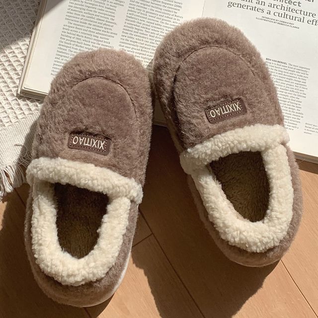 Label Applique Fluffy Slippers SpreePicky