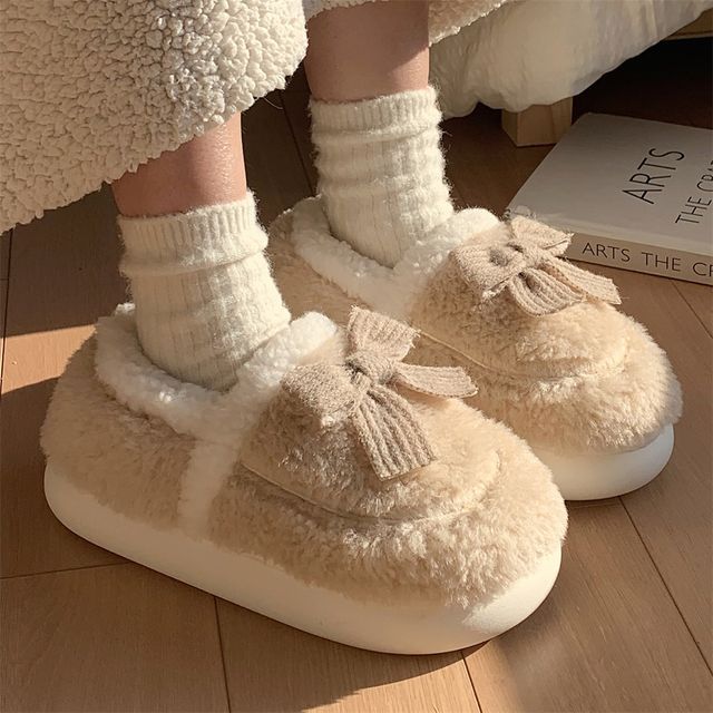 Label Applique Fluffy Slippers SpreePicky