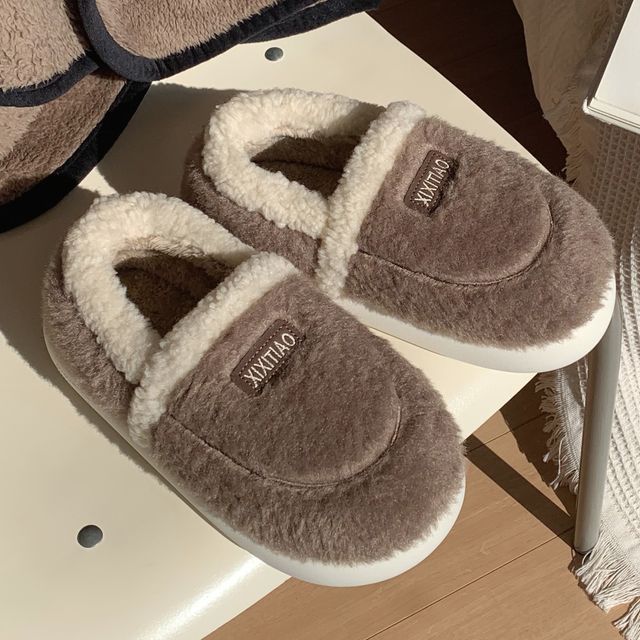 Label Applique Fluffy Slippers SpreePicky