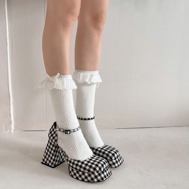 Bow Lace Trim Socks SpreePicky