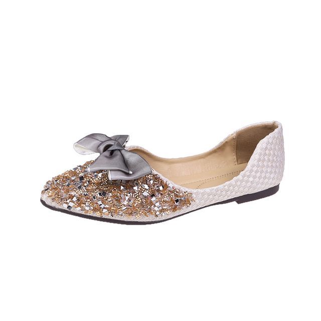 Sequined Bow D'Orsay Flats SpreePicky