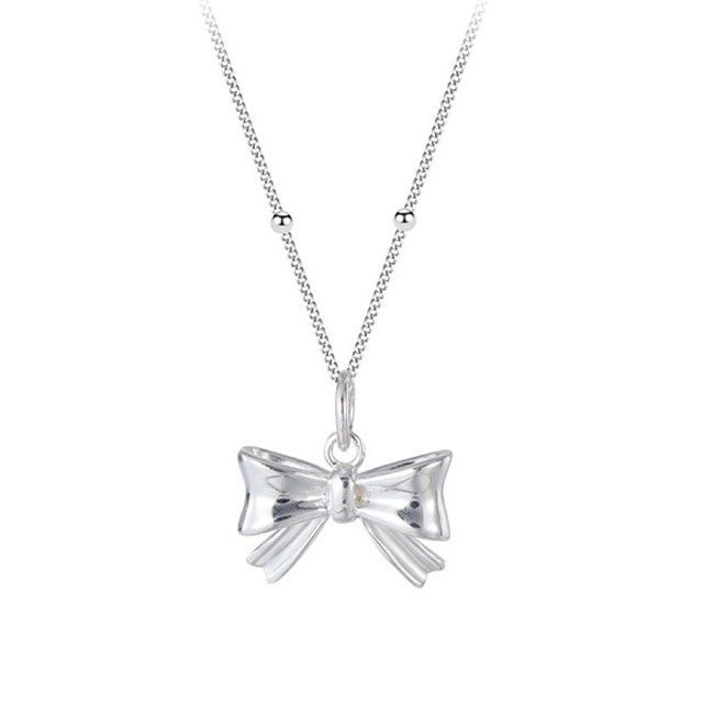 Bow Pendant Sterling Silver Necklace SpreePicky