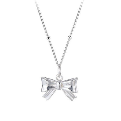 Bow Pendant Sterling Silver Necklace SpreePicky