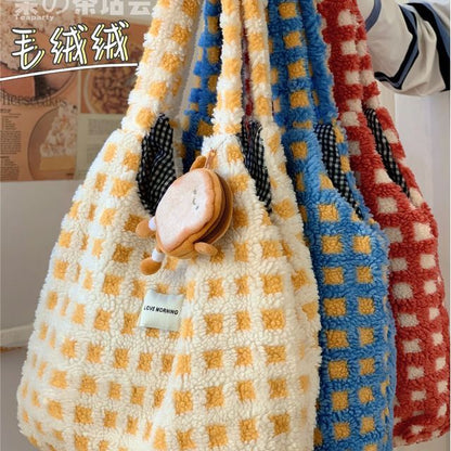 Plaid Fleece Tote Bag SpreePicky