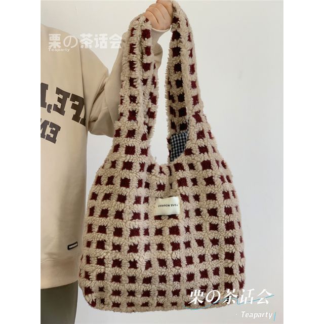 Plaid Fleece Tote Bag SpreePicky