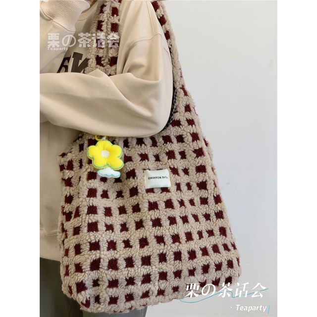 Plaid Fleece Tote Bag SpreePicky