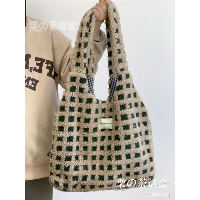 Plaid Fleece Tote Bag SpreePicky