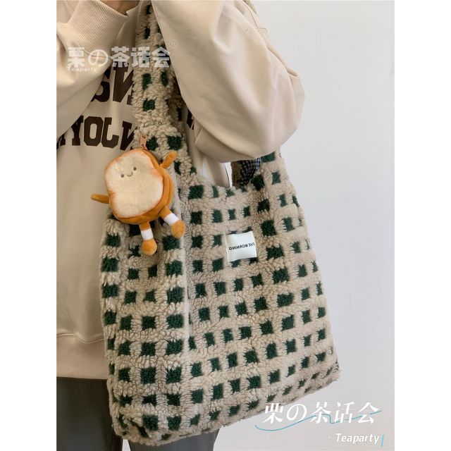 Plaid Fleece Tote Bag SpreePicky