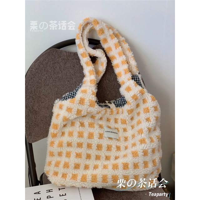 Plaid Fleece Tote Bag SpreePicky