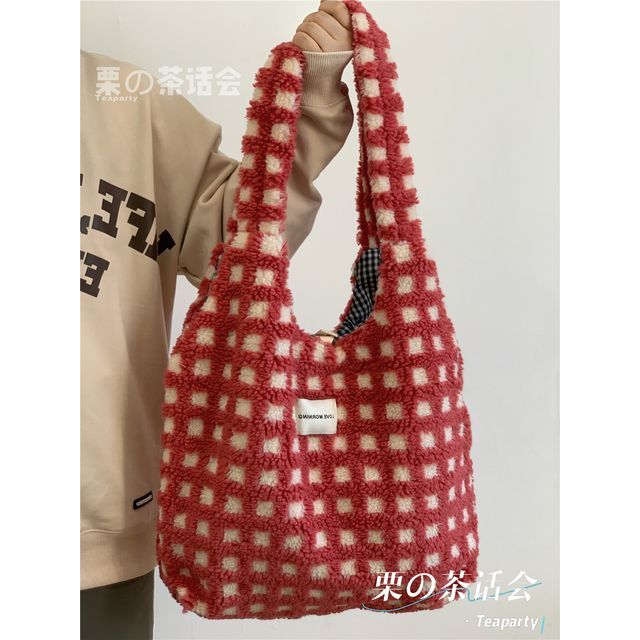 Plaid Fleece Tote Bag SpreePicky