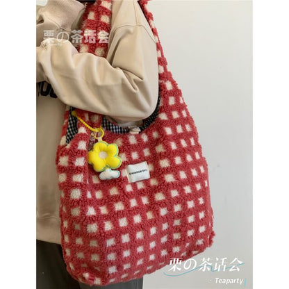 Plaid Fleece Tote Bag SpreePicky