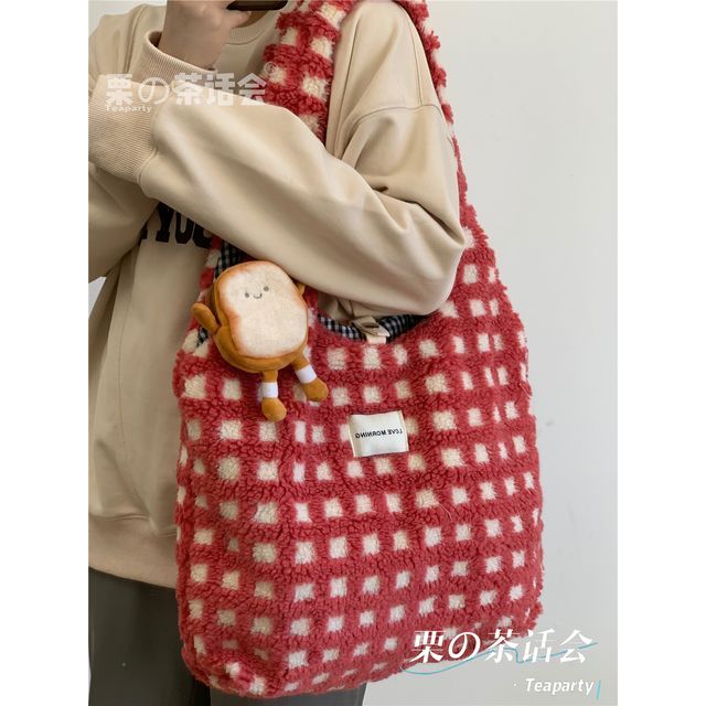 Plaid Fleece Tote Bag SpreePicky