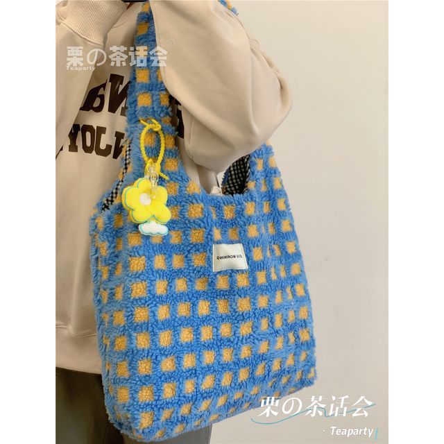 Plaid Fleece Tote Bag SpreePicky