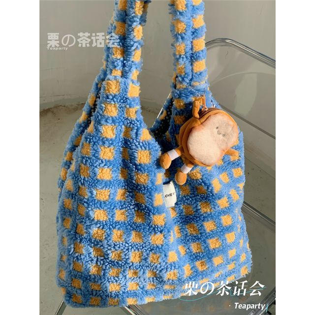 Plaid Fleece Tote Bag SpreePicky