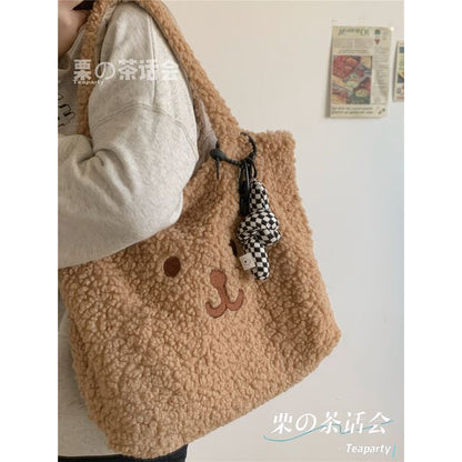 Cartoon Embroidered Fleece Tote Bag SpreePicky