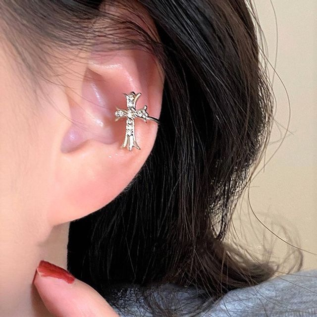 Rhinestone Crisscross Stud Earring / Ear Cuff SpreePicky