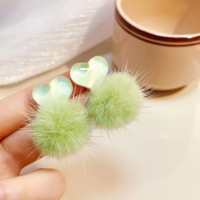 Heart Pom Pom Drop earring SpreePicky