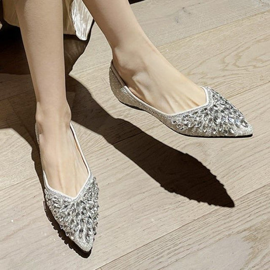 Pointy-Toe Rhinestone Flats SpreePicky