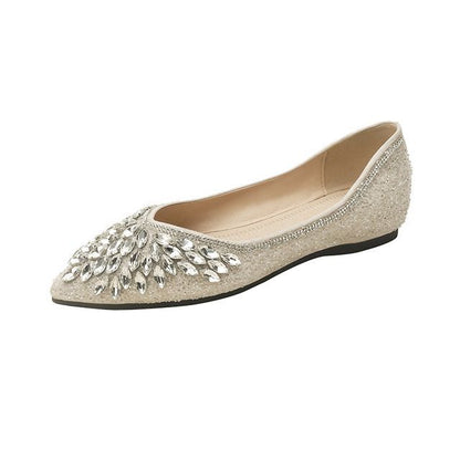 Pointy-Toe Rhinestone Flats SpreePicky