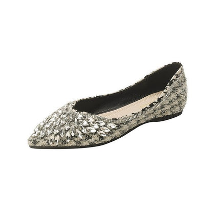 Pointy-Toe Rhinestone Flats SpreePicky