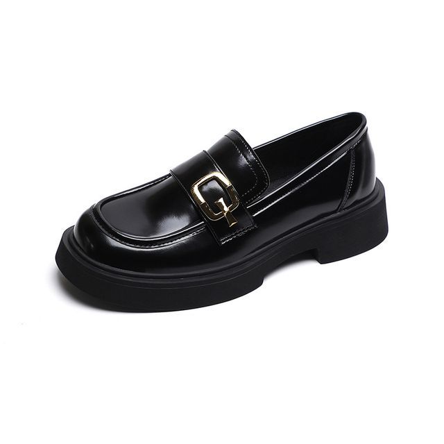 Metallic Buckle Platform Loafers SpreePicky