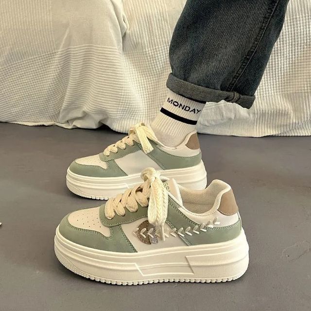 Platform Stitch Panel Sneakers SpreePicky