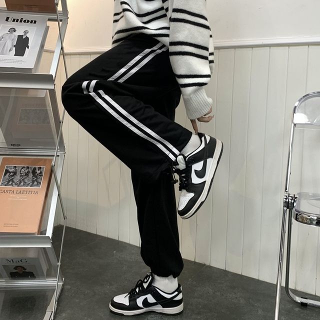 High Waist Striped Loose-Fit Wide-Leg Sweatpants SpreePicky