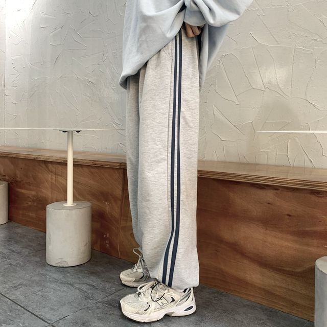 High Waist Striped Loose-Fit Wide-Leg Sweatpants SpreePicky