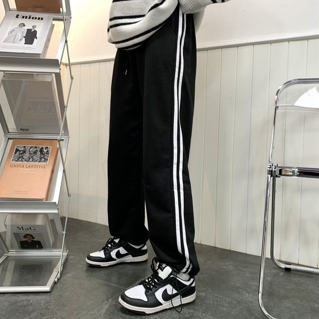 High Waist Striped Loose-Fit Wide-Leg Sweatpants SpreePicky