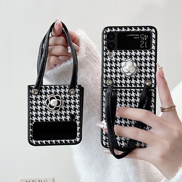 Floral Houndstooth Phone Case - Samsung Flip SpreePicky