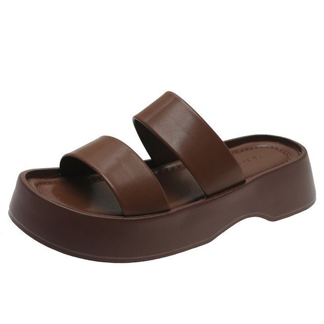 Platform Plain Slide Sandals mySite