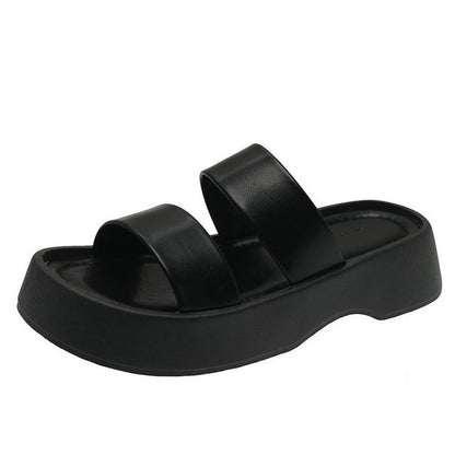 Platform Plain Slide Sandals mySite