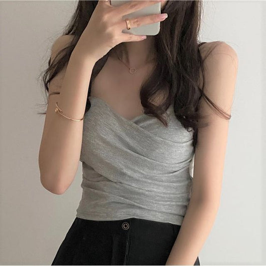 Sweetheart Neckline Plain Crop Camisole Top mySite