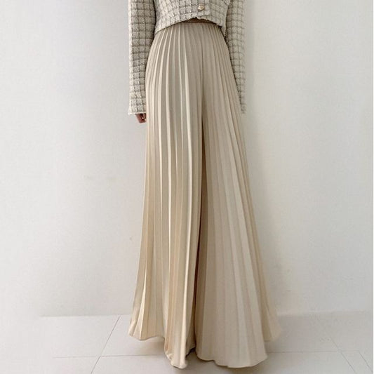 High Rise Pleated Plain Wide Leg Pants mySite