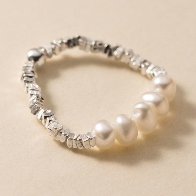 Faux Pearl / Irregular Sterling Silver Ring SpreePicky