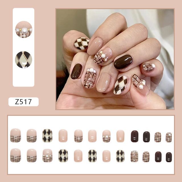 Argyle Faux Nail Tips SpreePicky