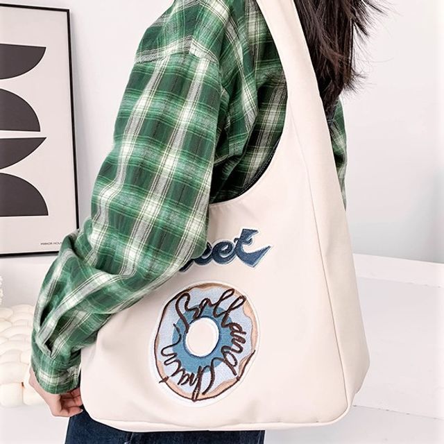 Donut Embroidered Shoulder Bag mySite