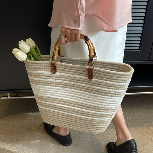 Straw Striped Tote Bag SpreePicky