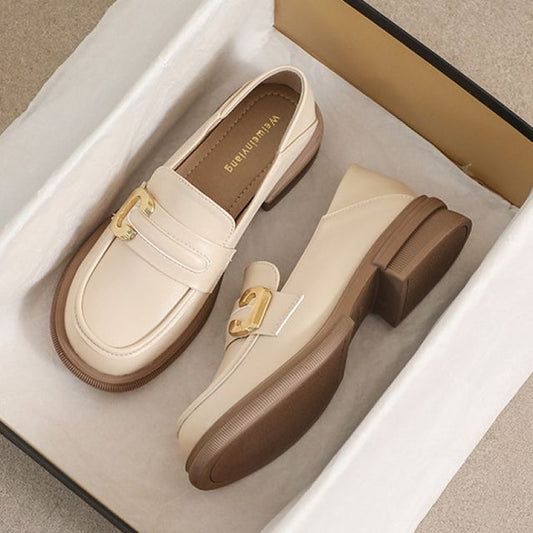 Faux Leather Round Toe Loafers SpreePicky