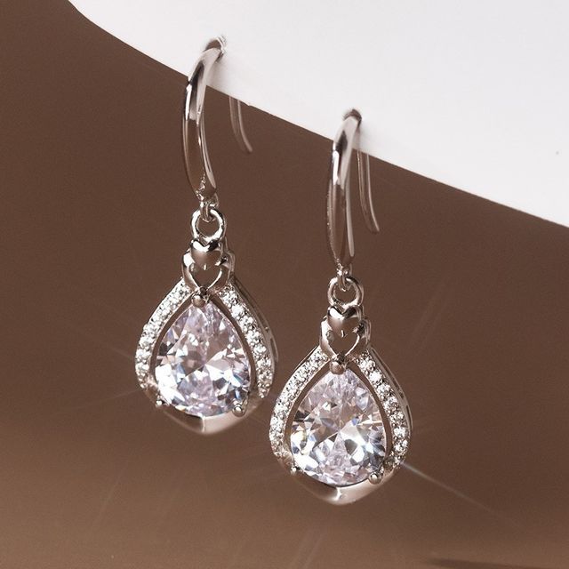 Rhinestone Sterling Silver Drop Earring SpreePicky