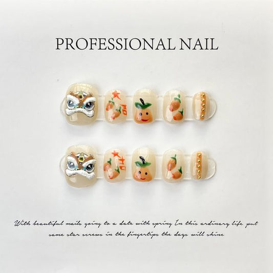 Lion Dance Faux Nail Tips SpreePicky