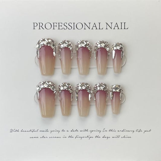 Rhinestone Gradient Faux Nail Tips SpreePicky